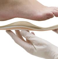 orthotics being placed on a foot