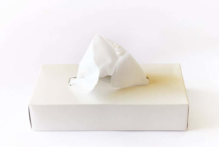 tissue box on white background