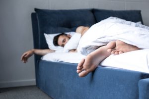 man staying in bed